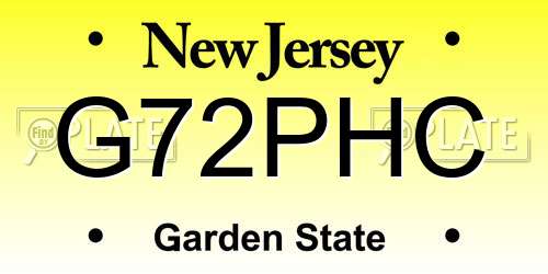 G72PHC New Jersey License Plate