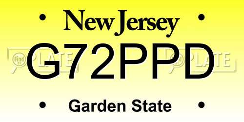 G72PPD New Jersey License Plate