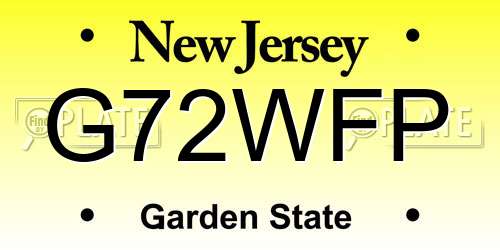 G72WFP New Jersey License Plate