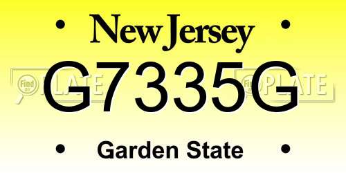 G7335G New Jersey License Plate