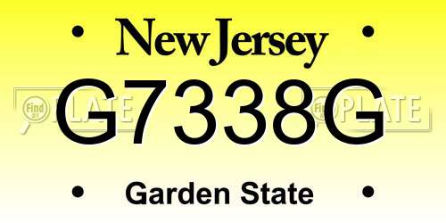 G7338G New Jersey License Plate