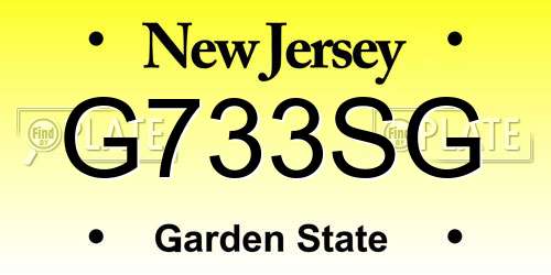 G733SG New Jersey License Plate