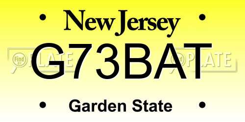 G73BAT New Jersey License Plate