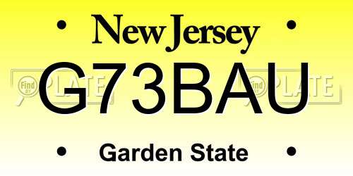 G73BAU New Jersey License Plate