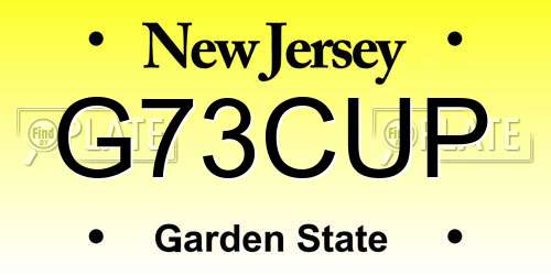 G73CUP New Jersey License Plate