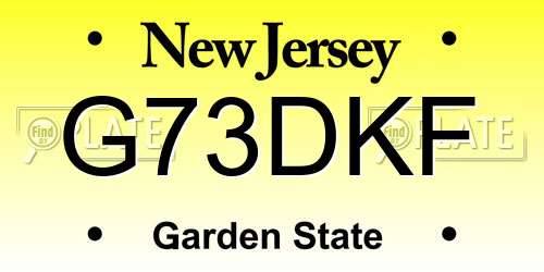 G73DKF New Jersey License Plate