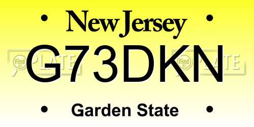G73DKN New Jersey License Plate