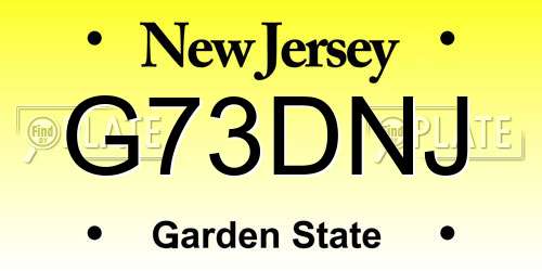G73DNJ New Jersey License Plate