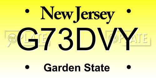 G73DVY New Jersey License Plate