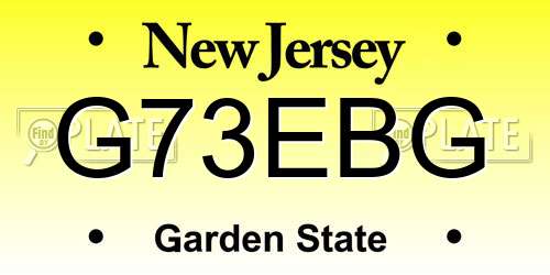 G73EBG New Jersey License Plate