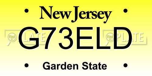 G73ELD New Jersey License Plate