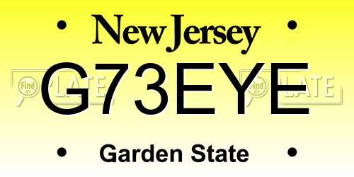 G73EYE New Jersey License Plate