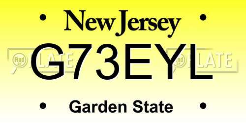 G73EYL New Jersey License Plate