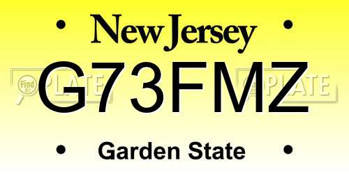 G73FMZ New Jersey License Plate