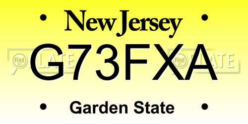 G73FXA New Jersey License Plate