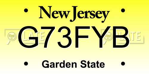 G73FYB New Jersey License Plate