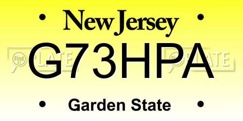 G73HPA New Jersey License Plate