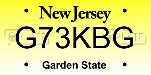G73KBG New Jersey License Plate