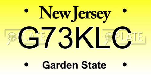 G73KLC New Jersey License Plate