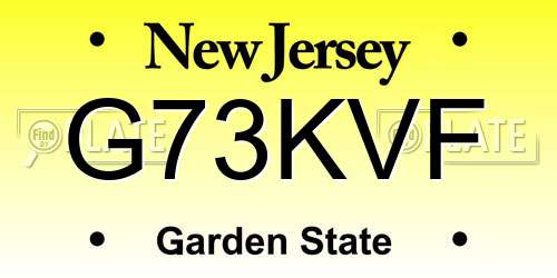 G73KVF New Jersey License Plate