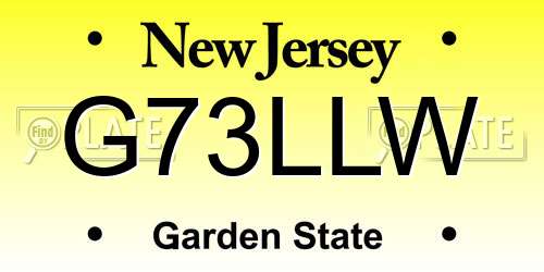 G73LLW New Jersey License Plate