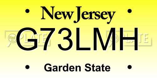 G73LMH New Jersey License Plate