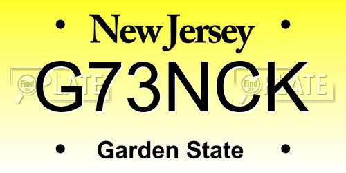 G73NCK New Jersey License Plate
