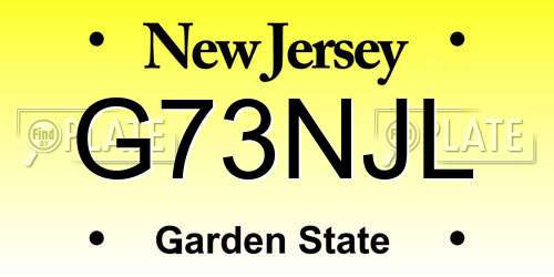 G73NJL New Jersey License Plate