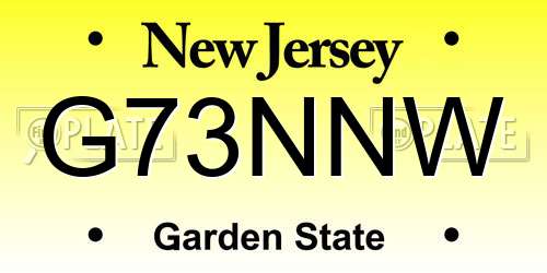 G73NNW New Jersey License Plate