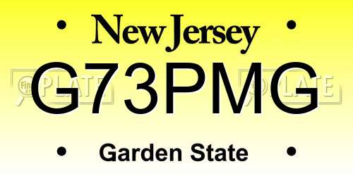 G73PMG New Jersey License Plate