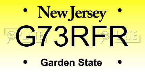 G73RFR New Jersey License Plate