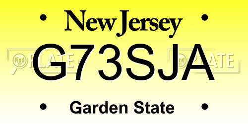 G73SJA New Jersey License Plate