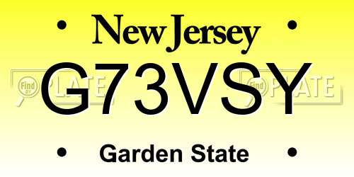 G73VSY New Jersey License Plate