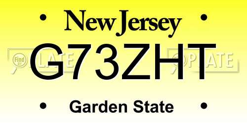 G73ZHT New Jersey License Plate