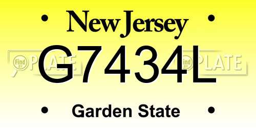 G7434L New Jersey License Plate
