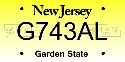 G743AL New Jersey License Plate