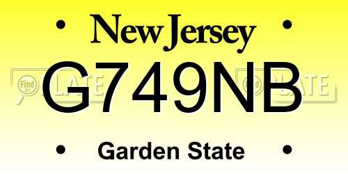 G749NB New Jersey License Plate