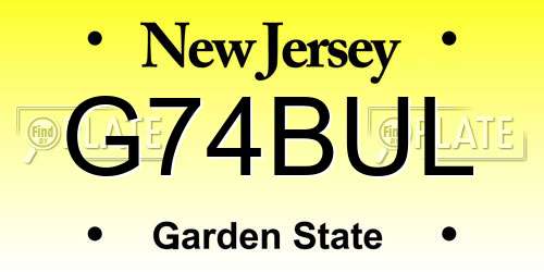 G74BUL New Jersey License Plate