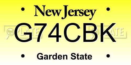 G74CBK New Jersey License Plate