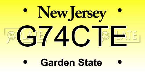G74CTE New Jersey License Plate