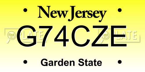 G74CZE New Jersey License Plate