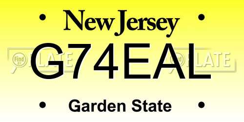 G74EAL New Jersey License Plate