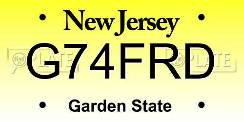 G74FRD New Jersey License Plate
