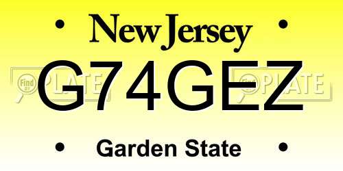 G74GEZ New Jersey License Plate