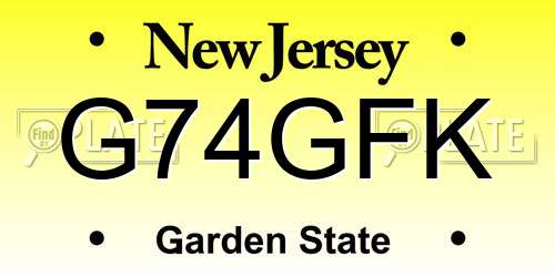G74GFK New Jersey License Plate