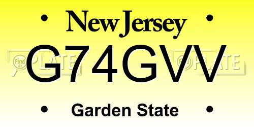 G74GVV New Jersey License Plate