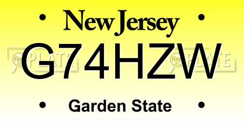 G74HZW New Jersey License Plate