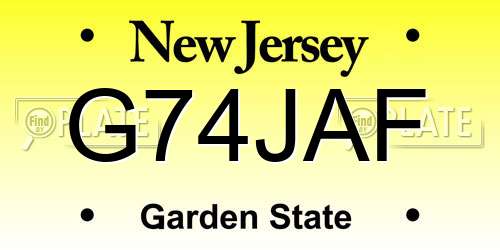 G74JAF New Jersey License Plate