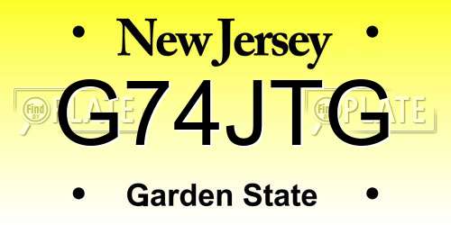 G74JTG New Jersey License Plate