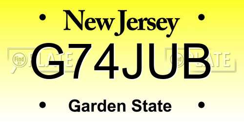 G74JUB New Jersey License Plate